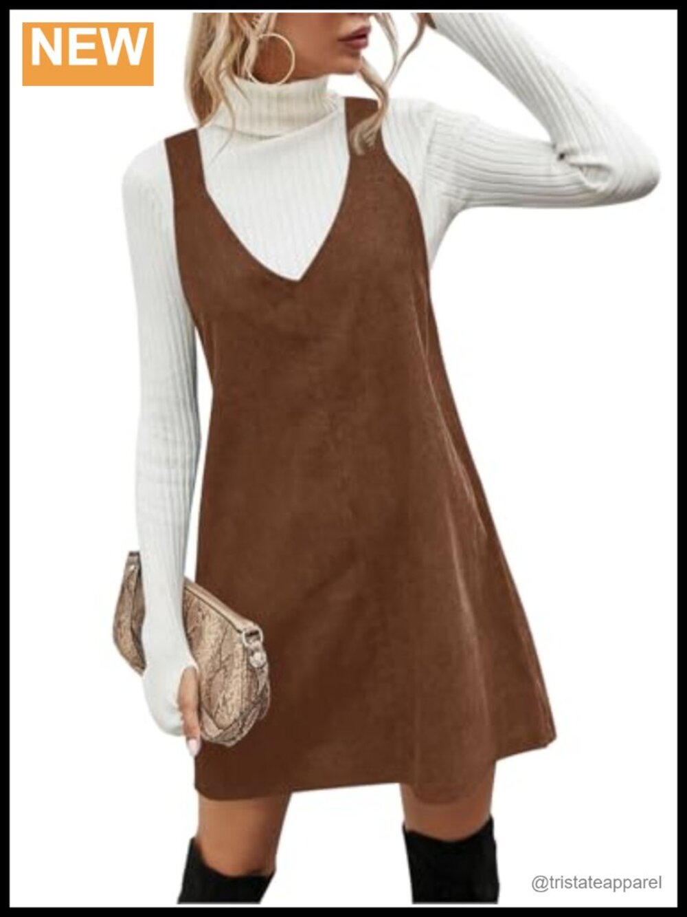 Wenrine Womens Corduroy Overalls Mini Dress Cotton Sleeveless A-Line Casual